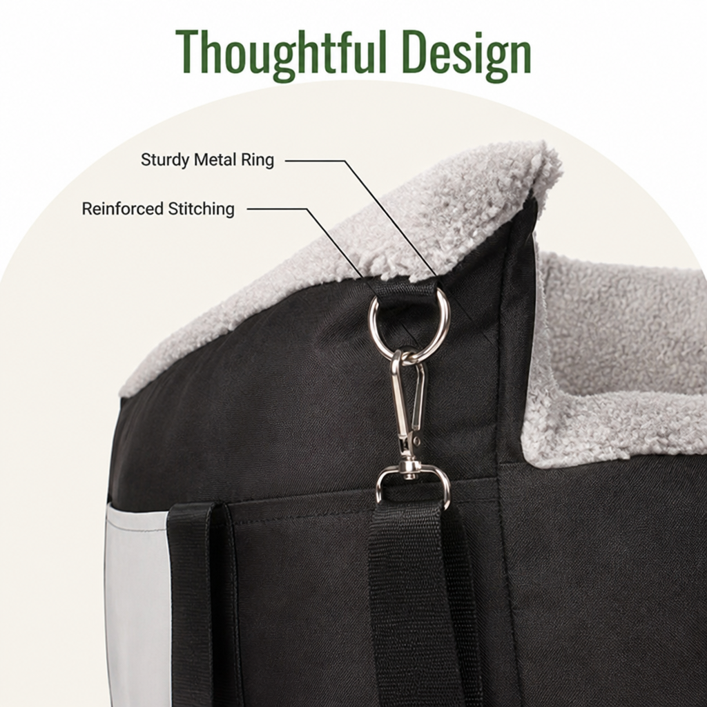 DogBedHouse Double Seat Belts & Washable Dog Car Seat (Small Dog)