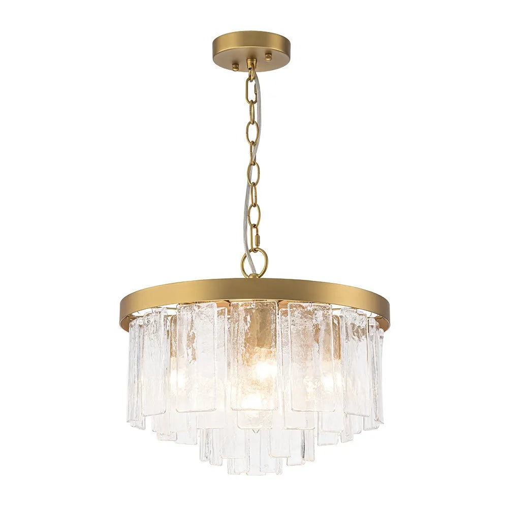 Kieran Modern Tiered Water Glass Drum Chandelier
