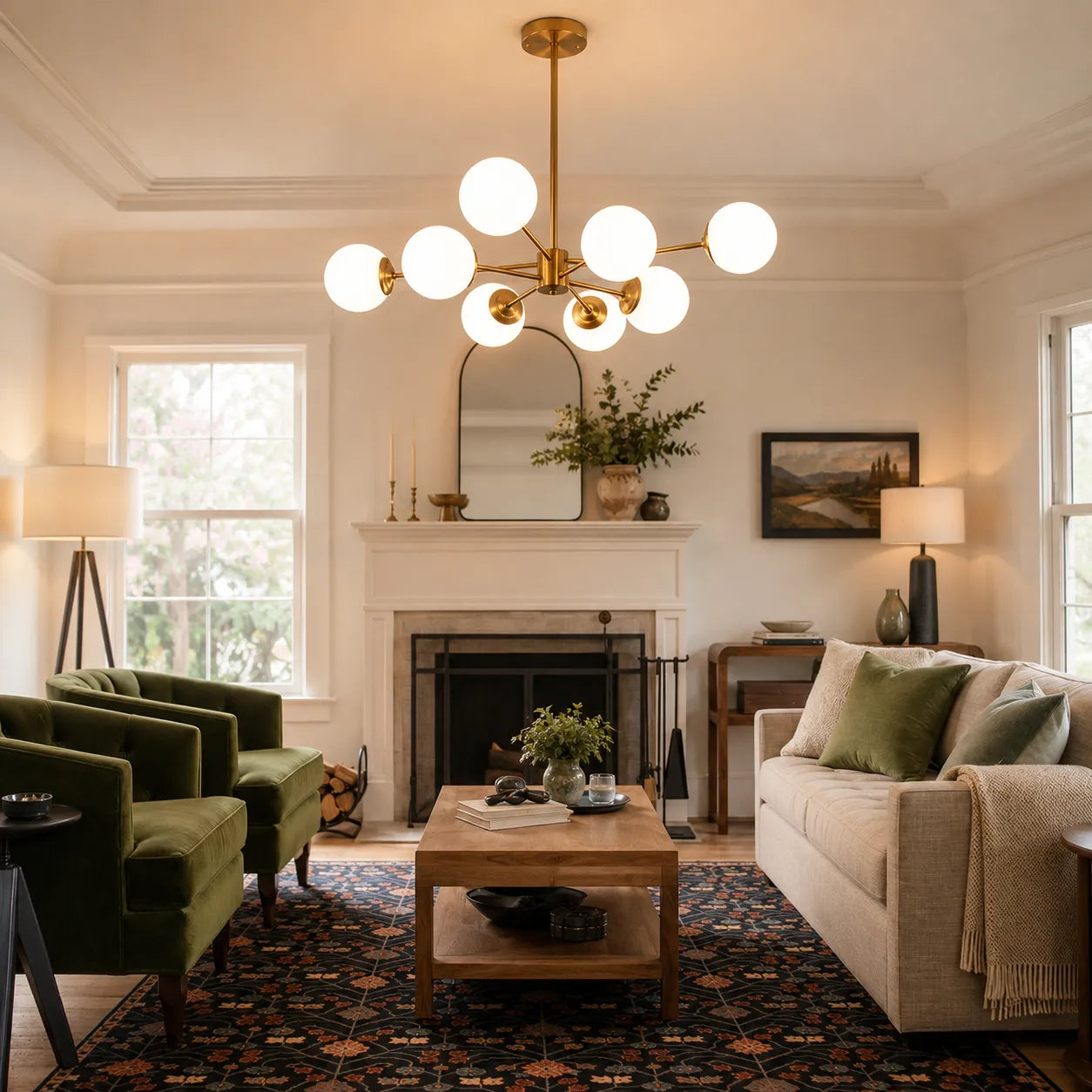 Yvonne Mid-Century Bubble Glass Sputnik Chandelier