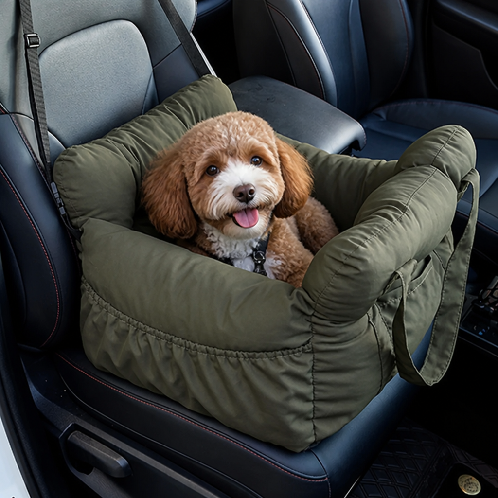 DogBedHouse Non-Slip & Washable Booster Dog Car Seat (Adjustable Safety Straps)