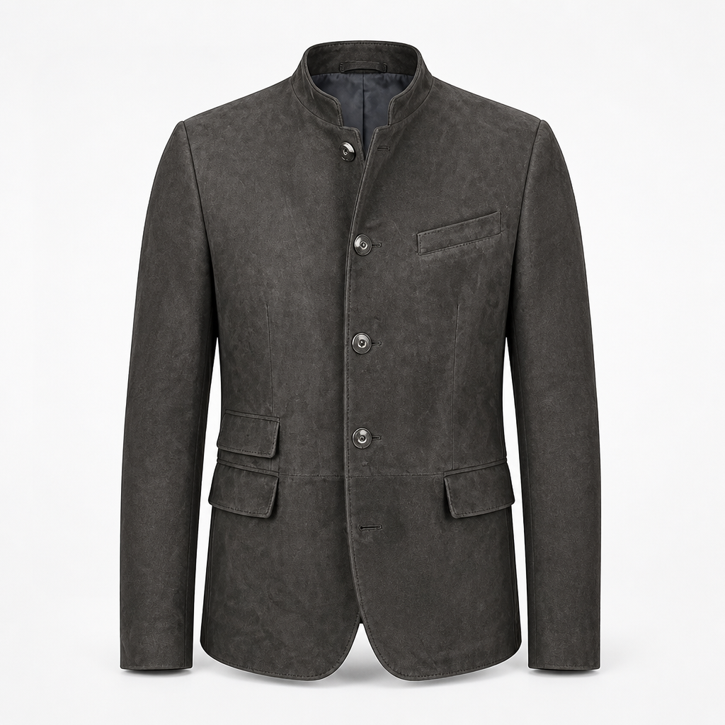 Men's Suede Blazer | Regular Fit | Single-Breasted, Button Closure, Notch Lapel | Smart Casual Business Casual