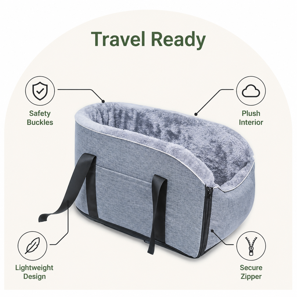 DogBedHouse Plush Polyester & Safety Buckles Booster Car Seat
