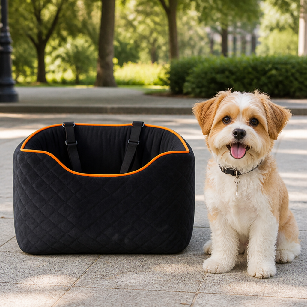 DogBedHouse Washable Canvas & Non-Slip Car Booster Seat (Up To 40 lb)