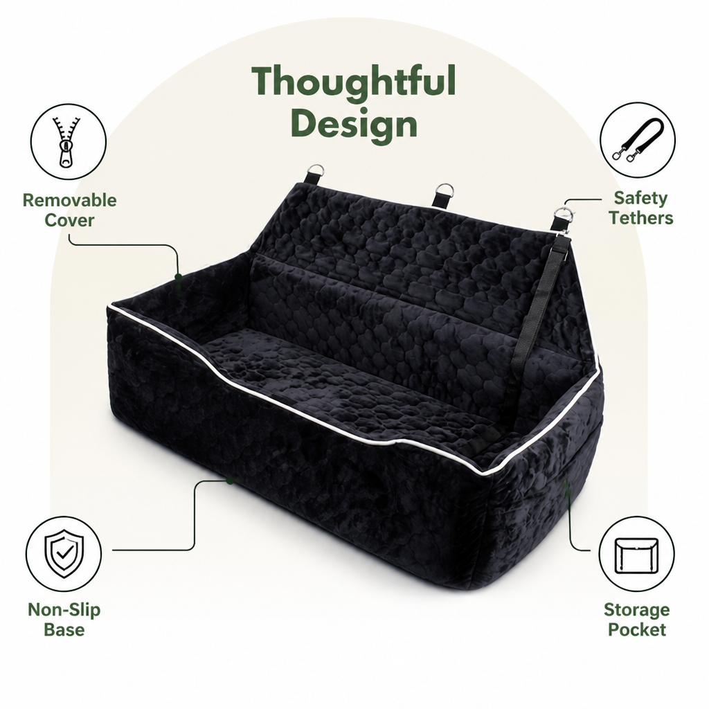 DogBedHouse Large Washable & Tethered Dog Car Seat