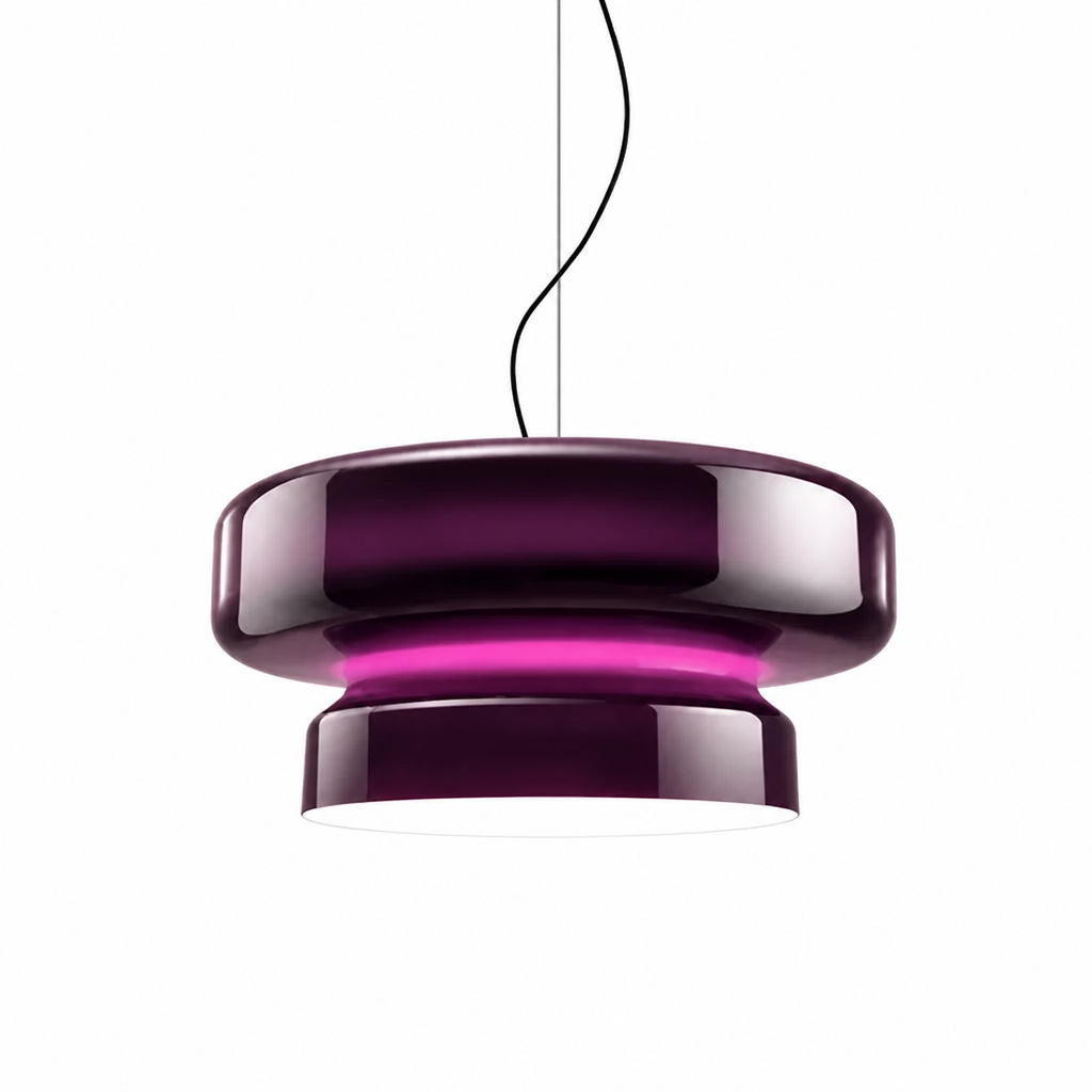 Hängende Pendelleuchte | Moderner Runder LED-Ring | Glasschirm, 36 cm Durchmesser