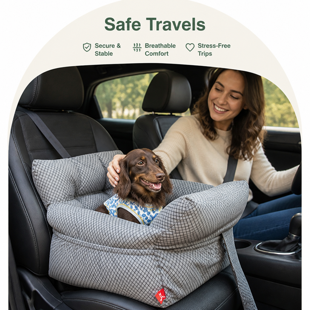 DogBedHouse Breathable Polyester Travel Carrier (Safety Hook & Car Seat Fit)