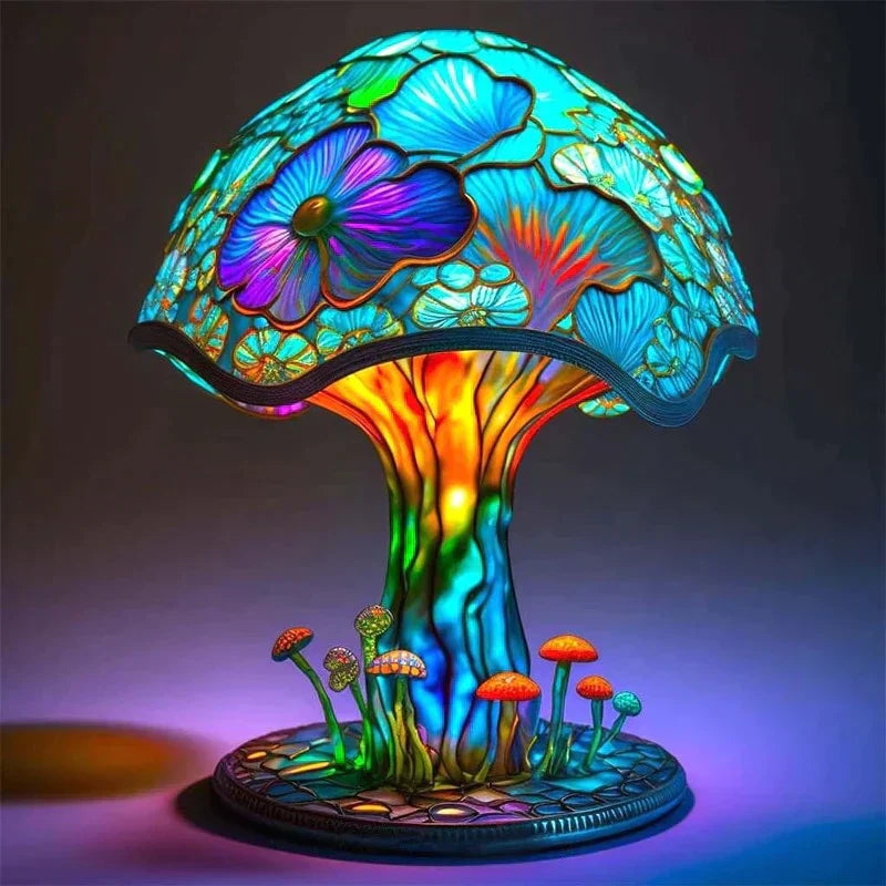 Artistic Table Lamp with Stained Glass – Play of Colors for Your Living Ambiance