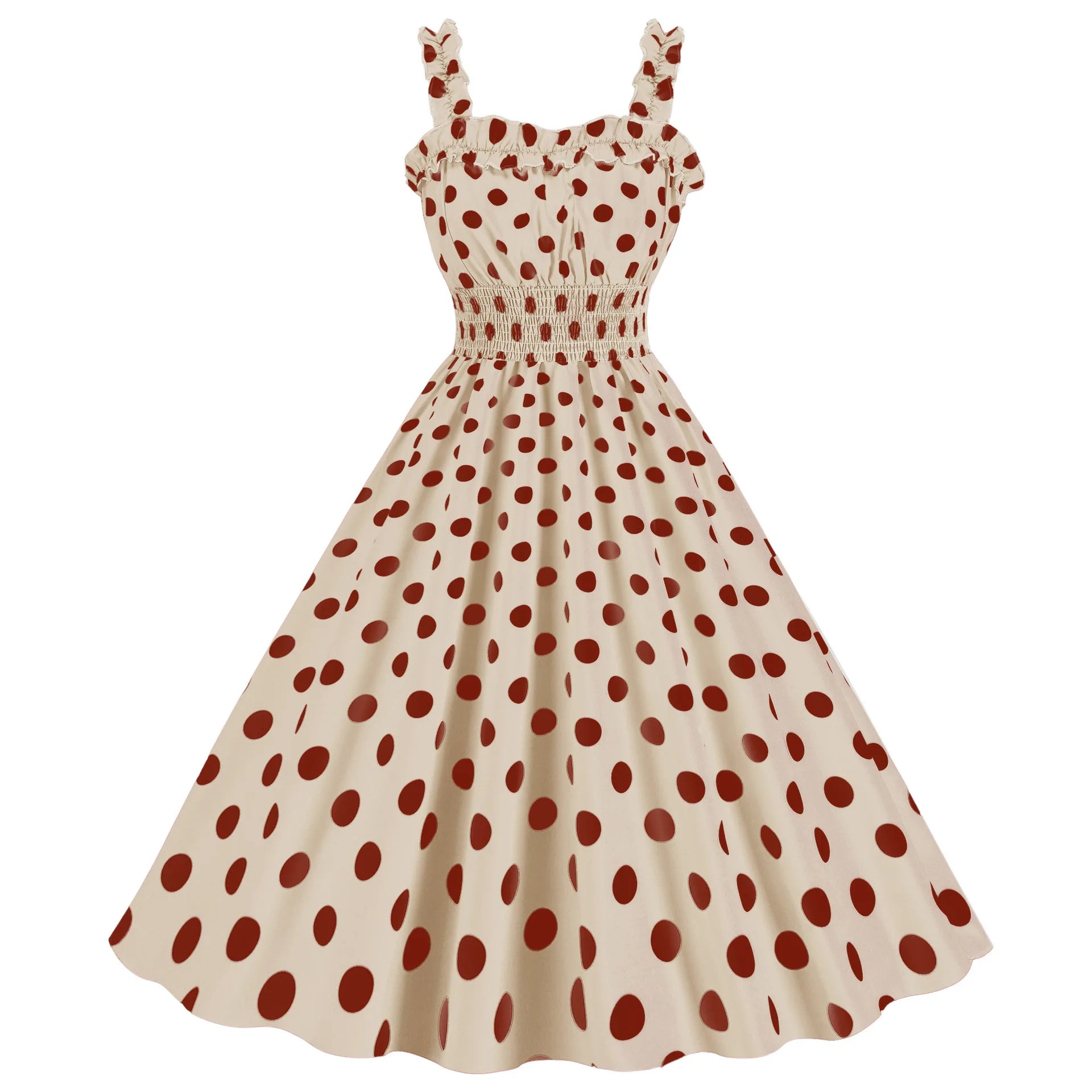 Elegant Women Polka Dot Dress Summer Hepburn 1950s 60s Vintage Sexy Halter Rockabilly Retro Party Office Dresses 2026 Robe Pinup