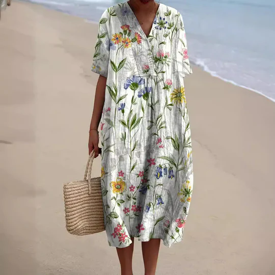 Avencea - Summer Dress with Floral Pattern and Elegant Design