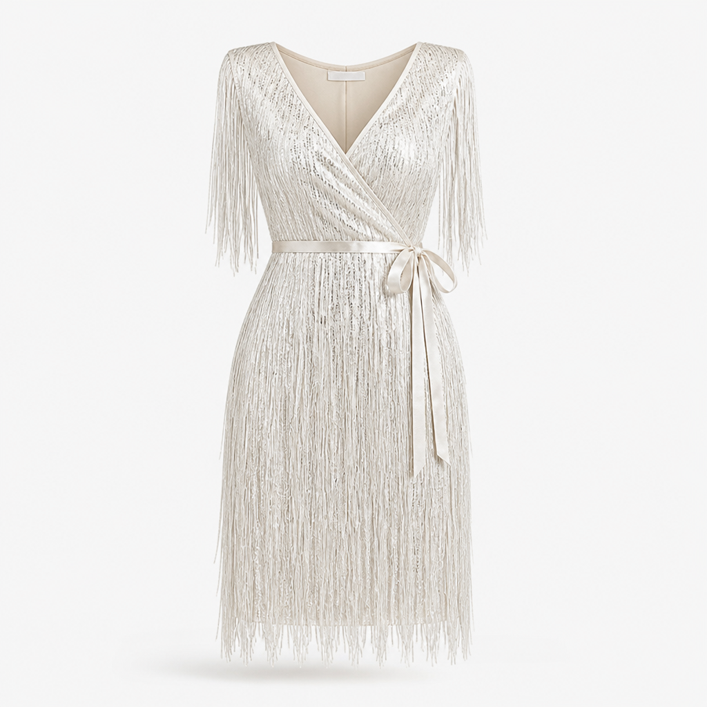 Women's V-Neck Wrap Dress | Regular Fit | Self-Tie Waist, Midi Length | Summer Dress | Wedding Guest Outfit | Evening Wear