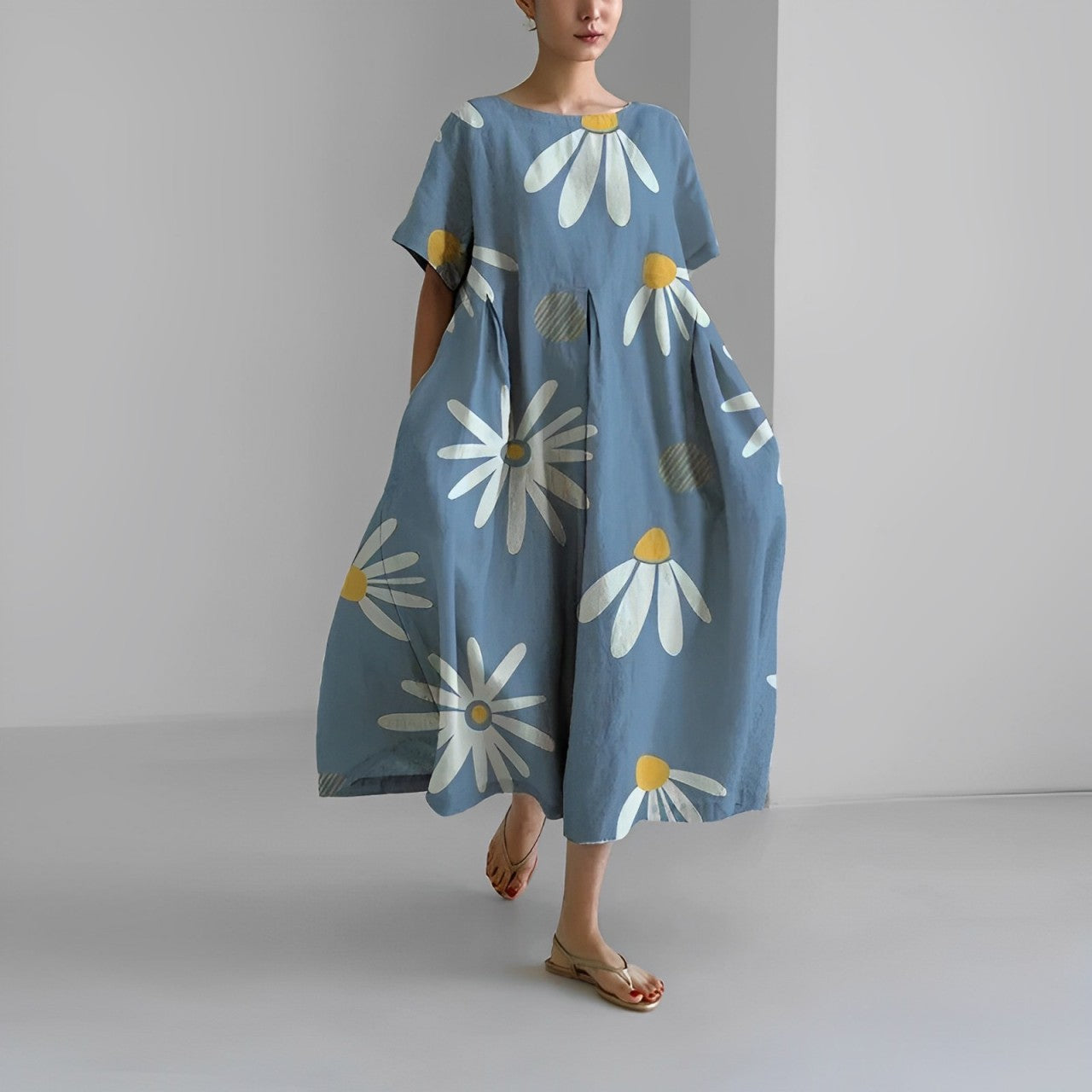 Avencea - Midi Dress with Floral Pattern