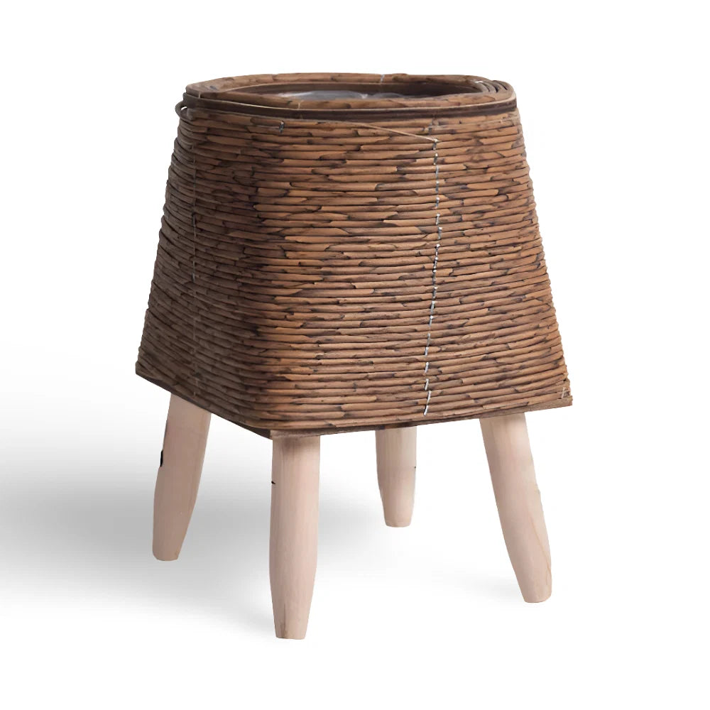 Artificial Basket Planter Rustic Rattan Flower Pot