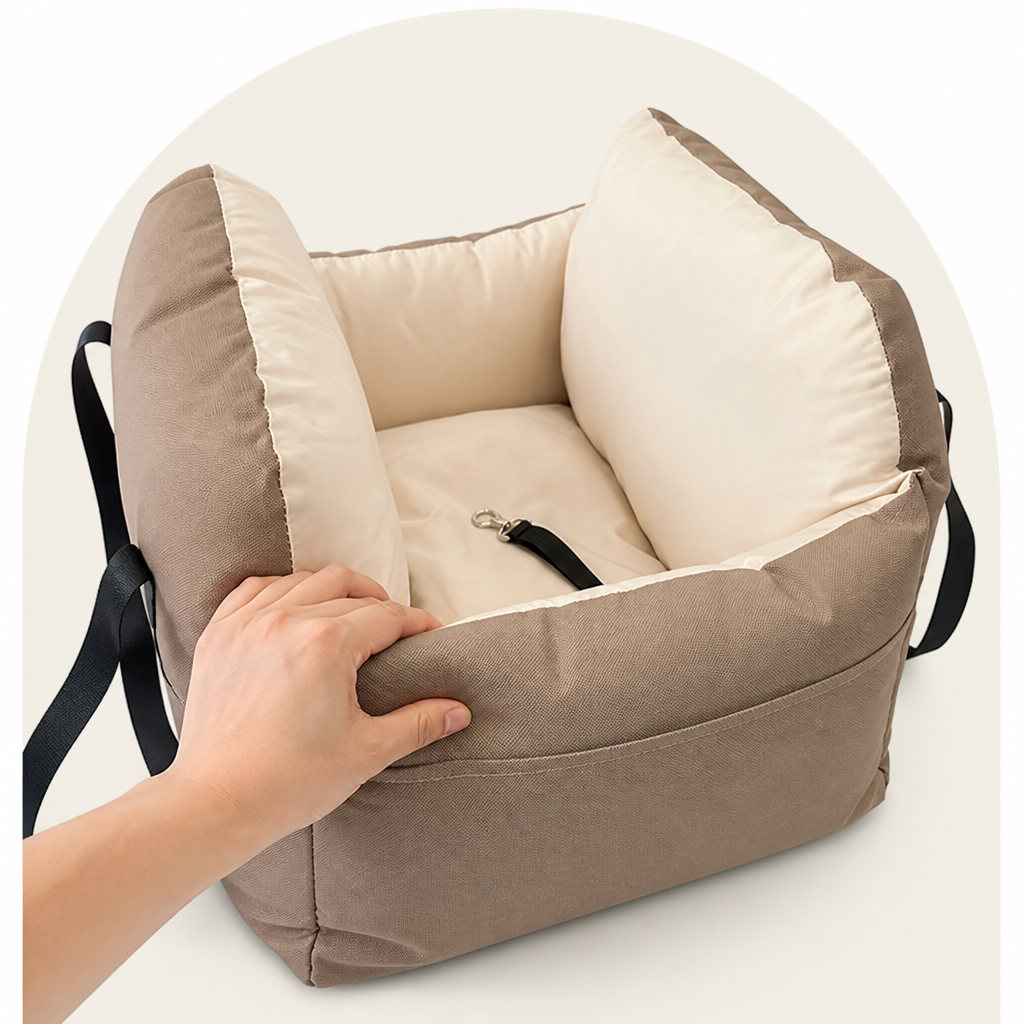 DogBedHouse Integrated Safety Belt & Washable Pet Car Seat (Universal)