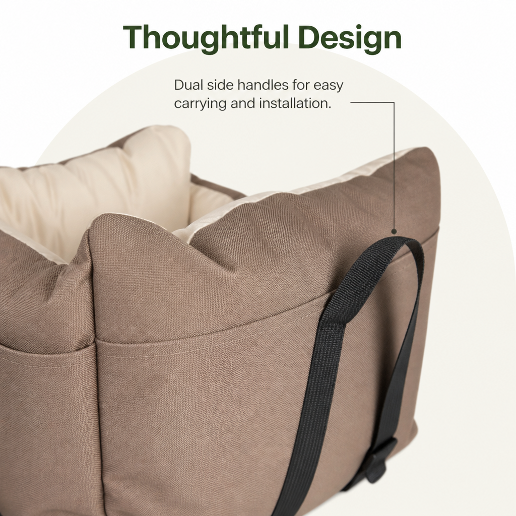 DogBedHouse Integrated Safety Belt & Washable Plush Dog Car Seat (Small Dogs)