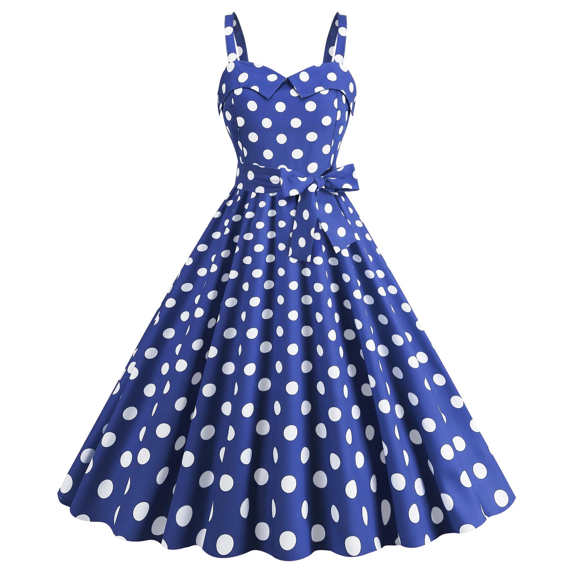 Elegant Women Polka Dot Dress Summer Hepburn 1950s 60s Vintage Sexy Halter Rockabilly Retro Party Office Dresses 2026 Robe Pinup