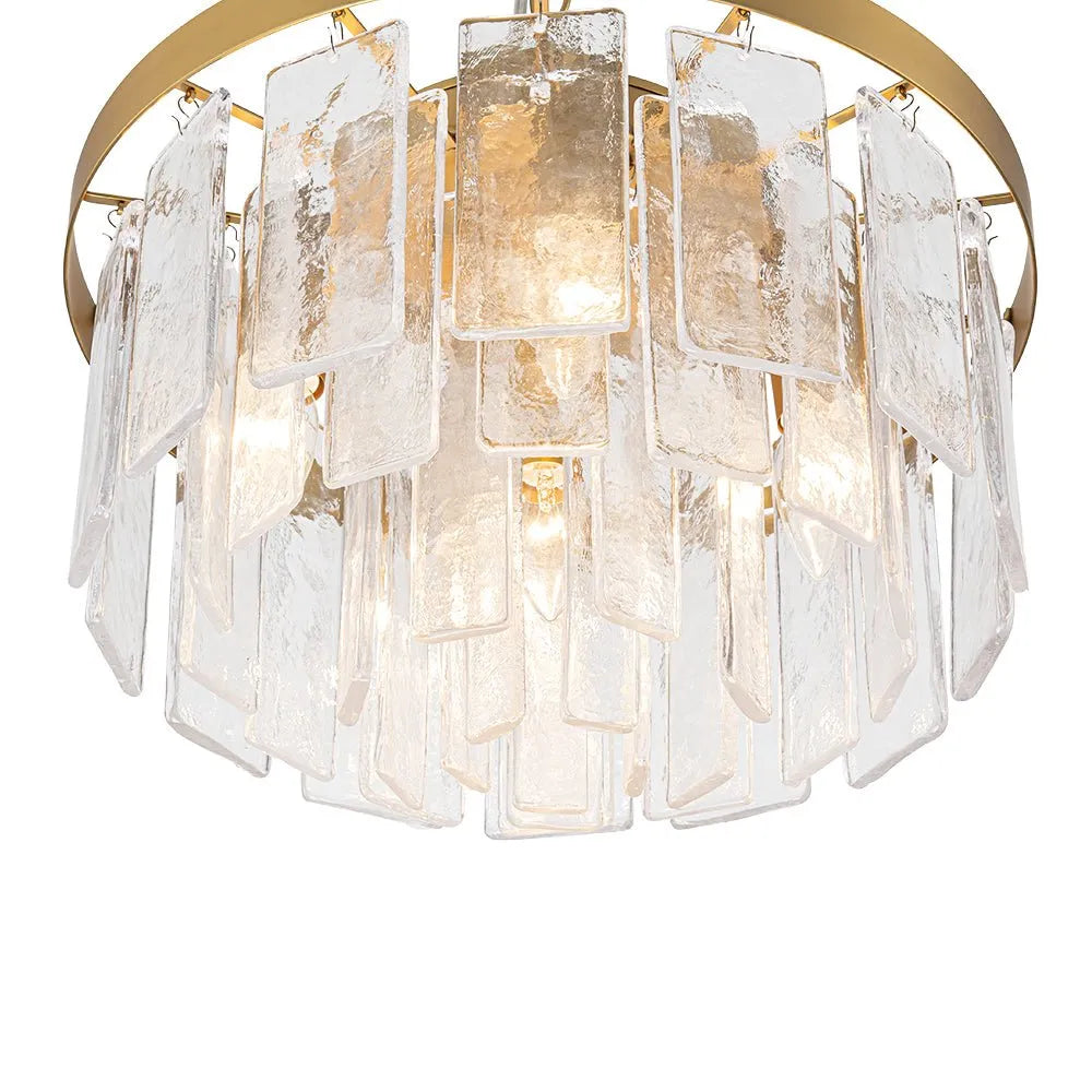 Kieran Modern Tiered Water Glass Drum Chandelier