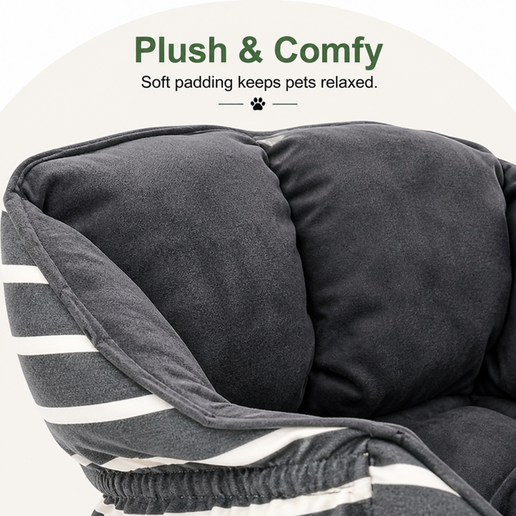 DogBedHouse Washable Plush Dog Car Booster Seat (Clip-On Leash)