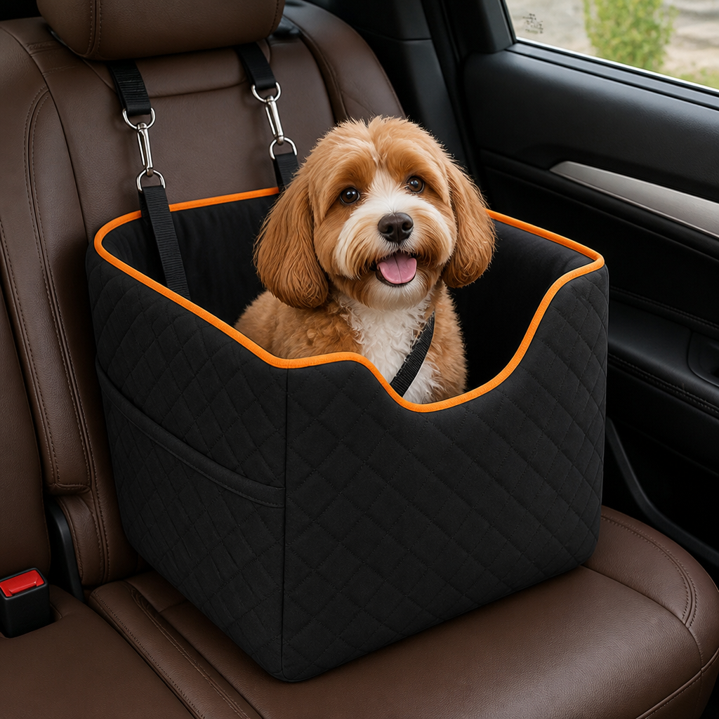 DogBedHouse Washable Canvas & Non-Slip Car Booster Seat (Up To 40 lb)