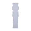 Criss Cross Cut Out Dress, Sexy Bodycon Mock Neck Sleeveless Dress, Women's Clothing