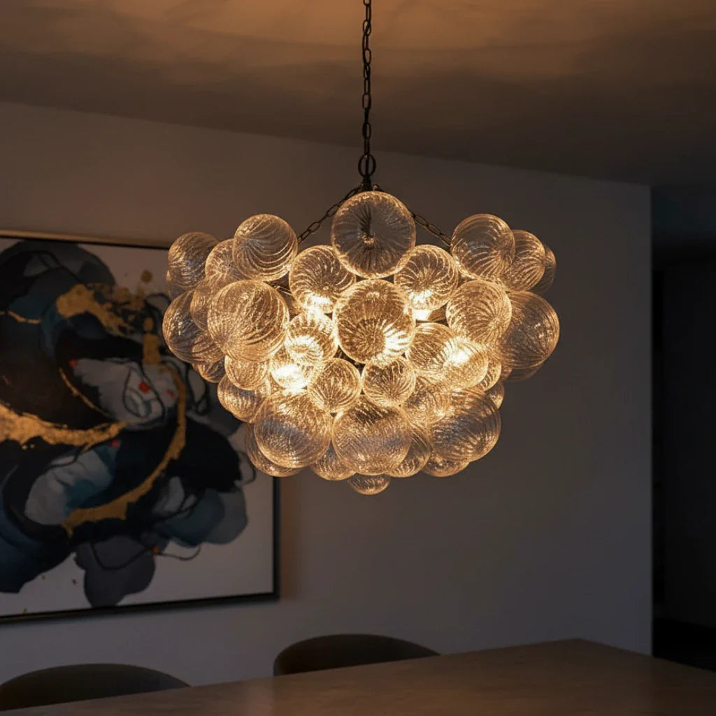 Eleni Clear Ribbed Glass Bubble Chandelier