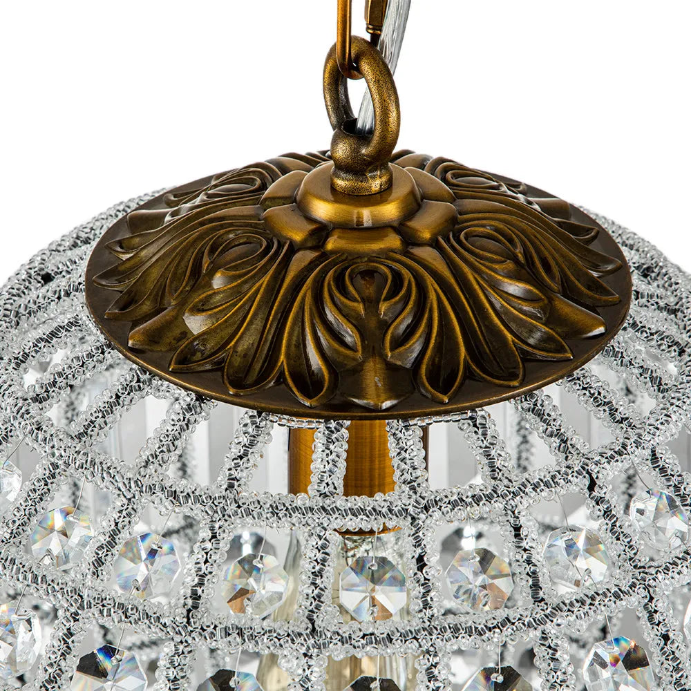 Vera Vintage Antiqued Globe Crystal Chandelier Light