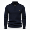 Men's Half-Zip Sweatshirt | Long Sleeve Pullover | Ribbed Cuffs, Ribbed Hem, Zip Placket, Mock Neck | Smart Casual | Everyday Wear