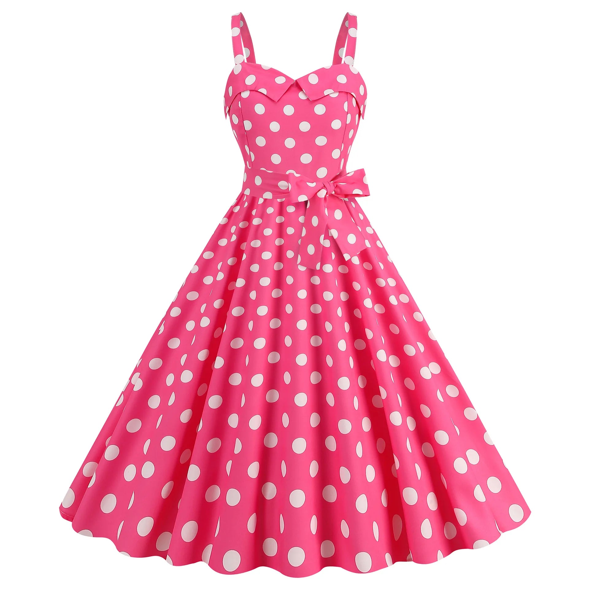 Elegant Women Polka Dot Dress Summer Hepburn 1950s 60s Vintage Sexy Halter Rockabilly Retro Party Office Dresses 2026 Robe Pinup