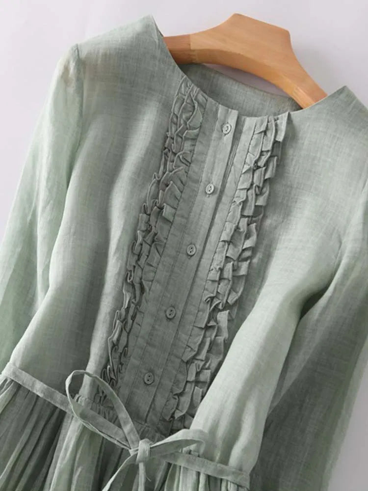 Avencea | Elegant Long Linen Dress