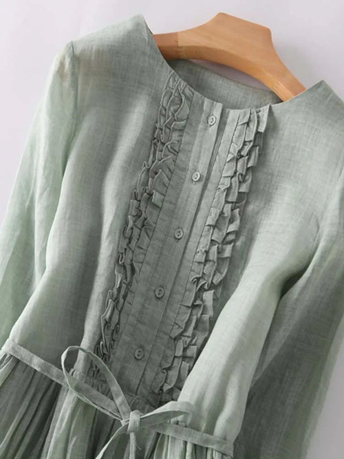 Avencea | Elegant Long Linen Dress