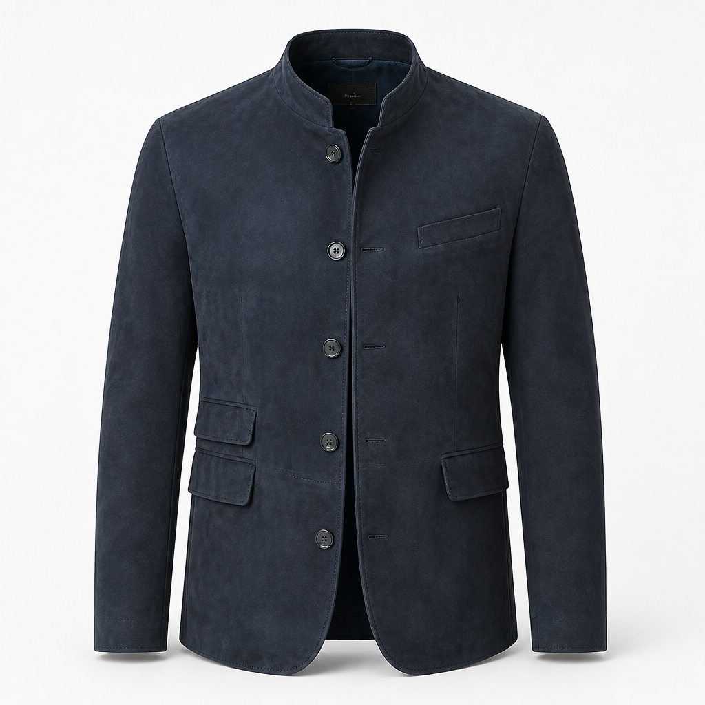 Men's Suede Blazer | Regular Fit | Single-Breasted, Button Closure, Notch Lapel | Smart Casual Business Casual