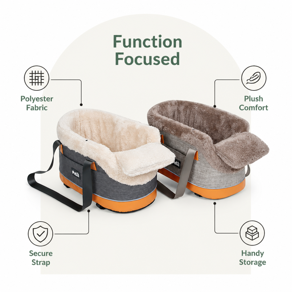 DogBedHouse Polyester Armrest Nest & Organizer Pet Car Seat (Center Console Fit)