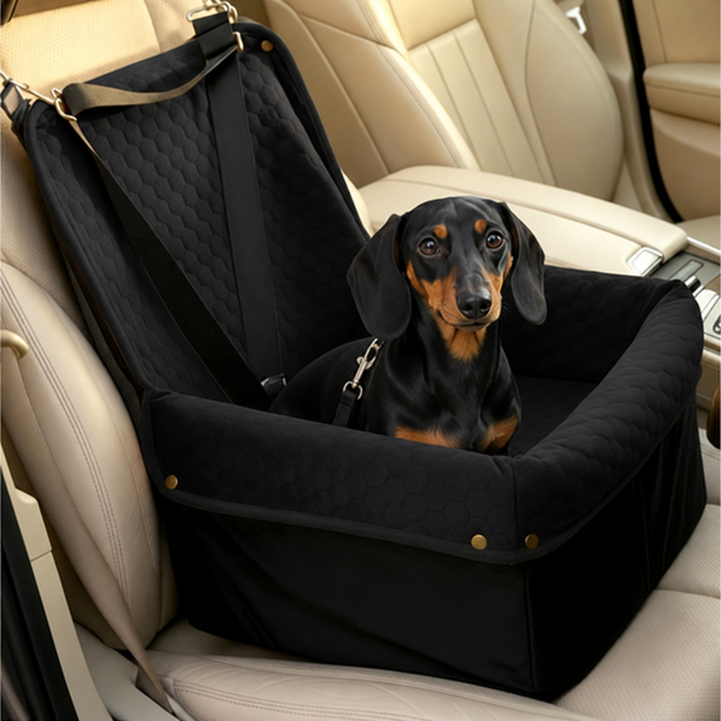 DogBedHouse Non-Slip Memory Foam & Adjustable Straps Booster Seat (Removable Cover)