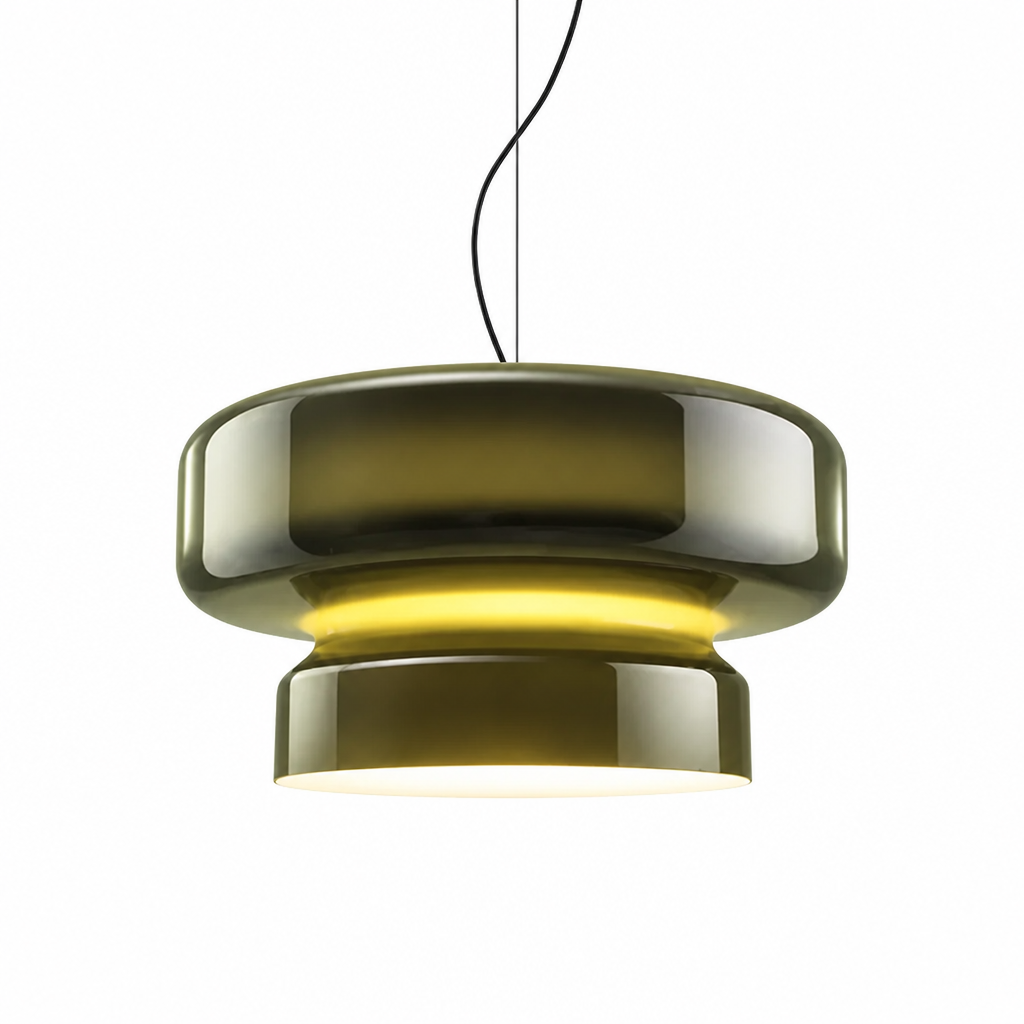 Hängende Pendelleuchte | Moderner Runder LED-Ring | Glasschirm, 36 cm Durchmesser