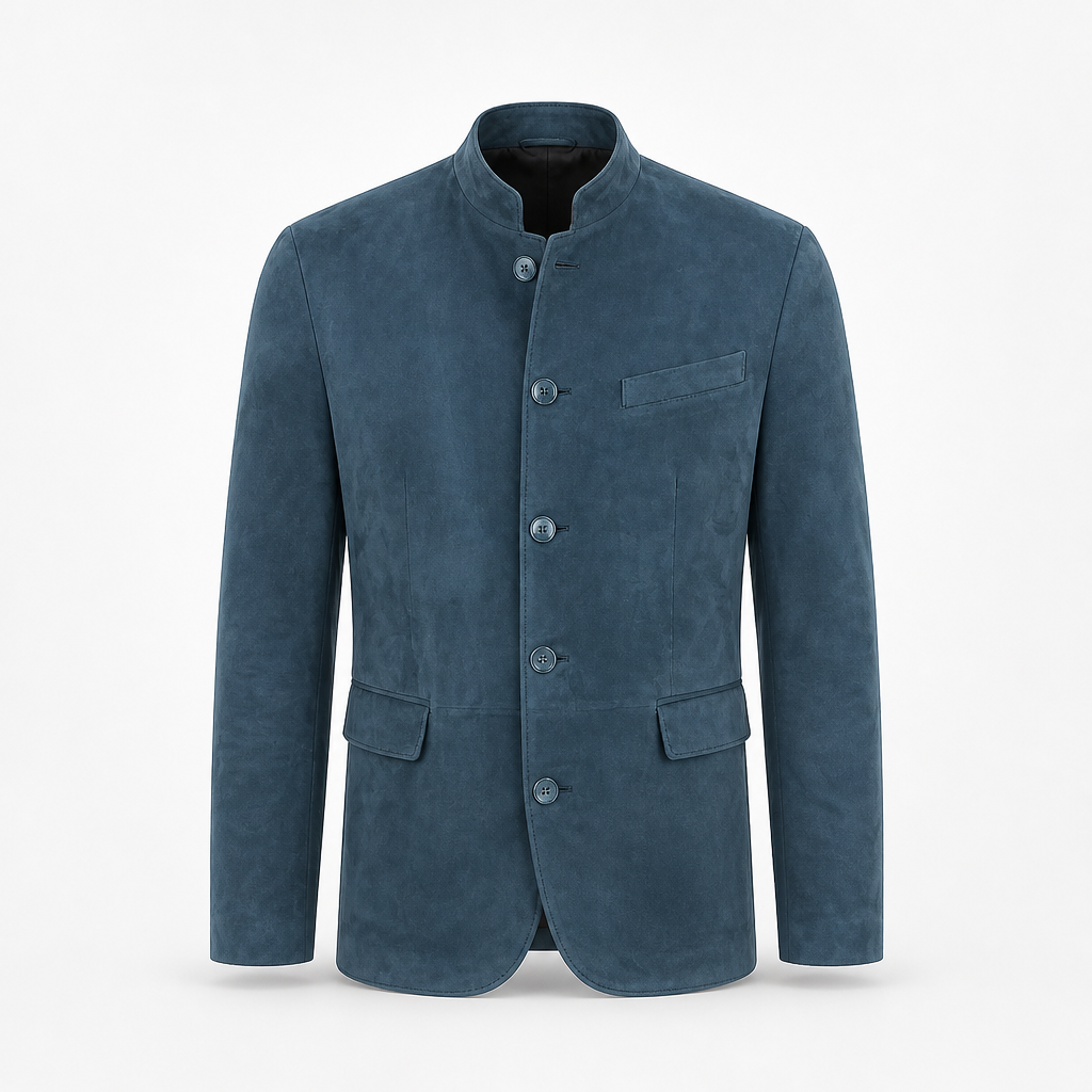 Men's Suede Blazer | Regular Fit | Single-Breasted, Button Closure, Notch Lapel | Smart Casual Business Casual