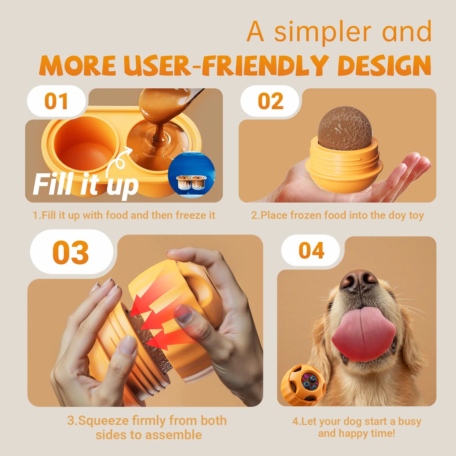 Food-Grade Silicone & Natural Rubber Dog Treat Toy (Ball + Tray)