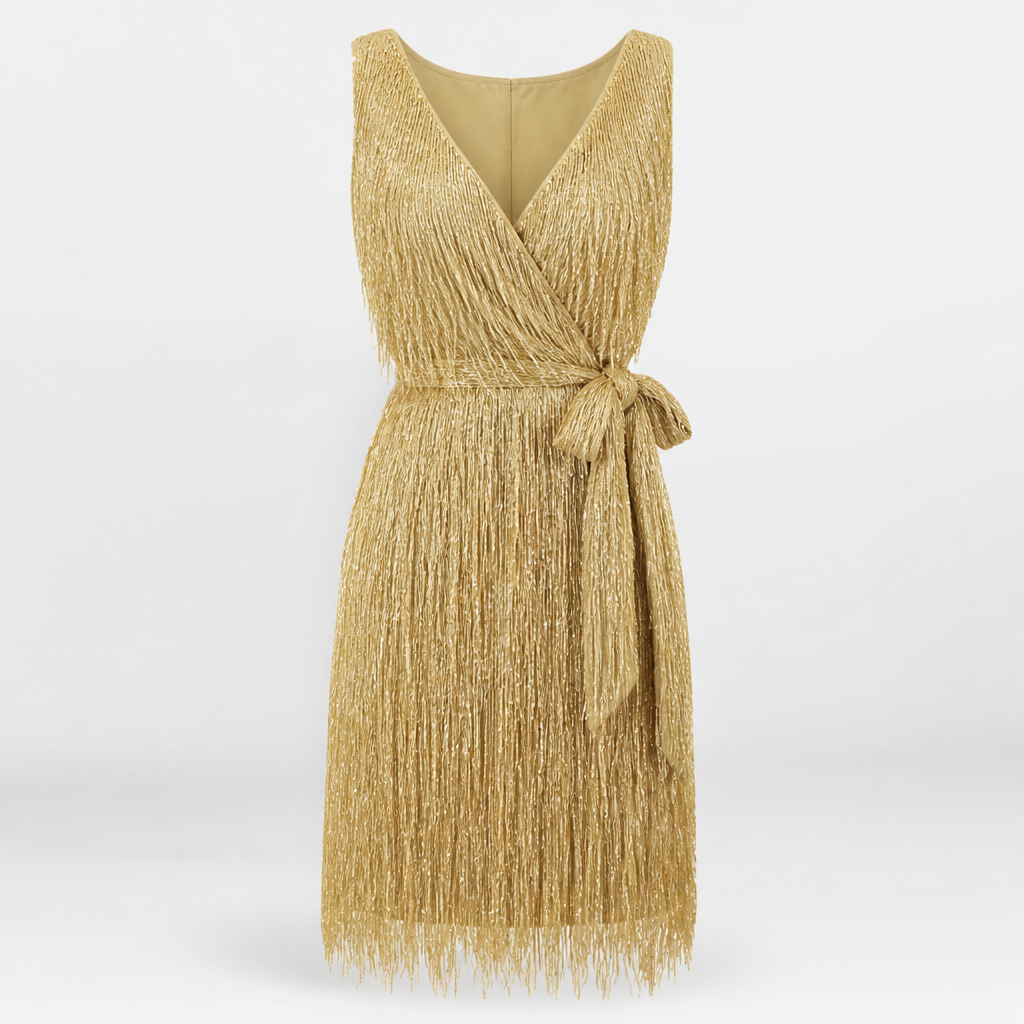 Women's V-Neck Wrap Dress | Regular Fit | Self-Tie Waist, Midi Length | Summer Dress | Wedding Guest Outfit | Evening Wear