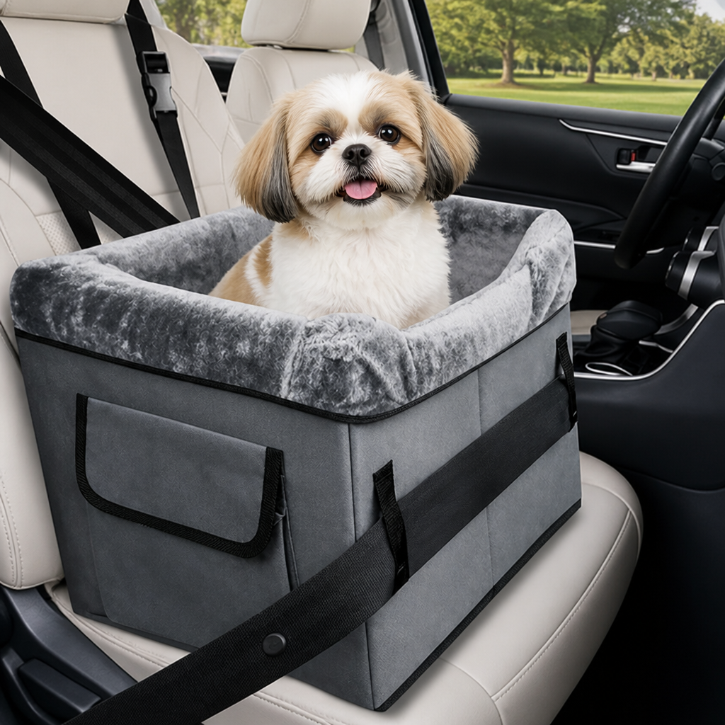 DogBedHouse Washable Foldable Elevated Booster Dog Car Seat (With Storage Bag)
