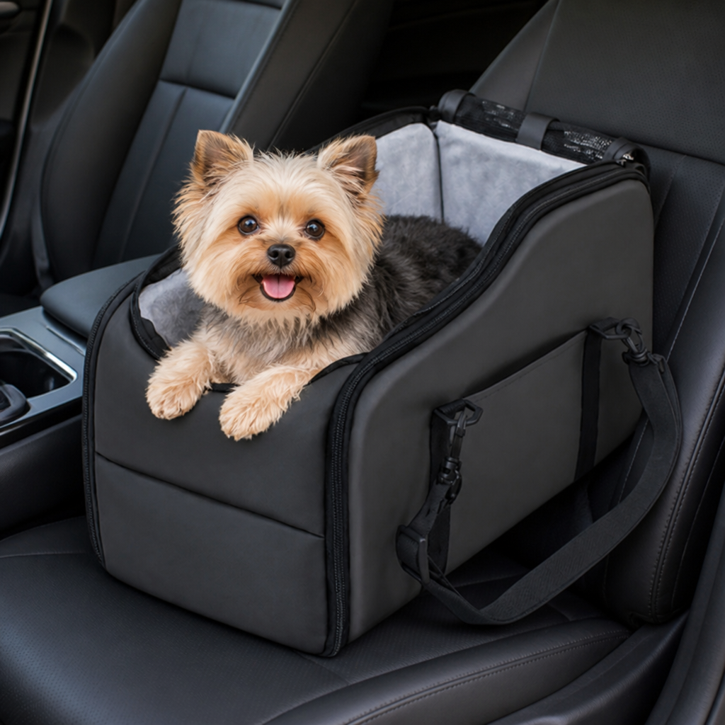 DogBedHouse Safety Leash & Adjustable Dog Car Seat (Up to 12 lb)