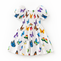 Girls' Breathable Frill-Sleeve Butterfly Print Dress (Ages 1-8)