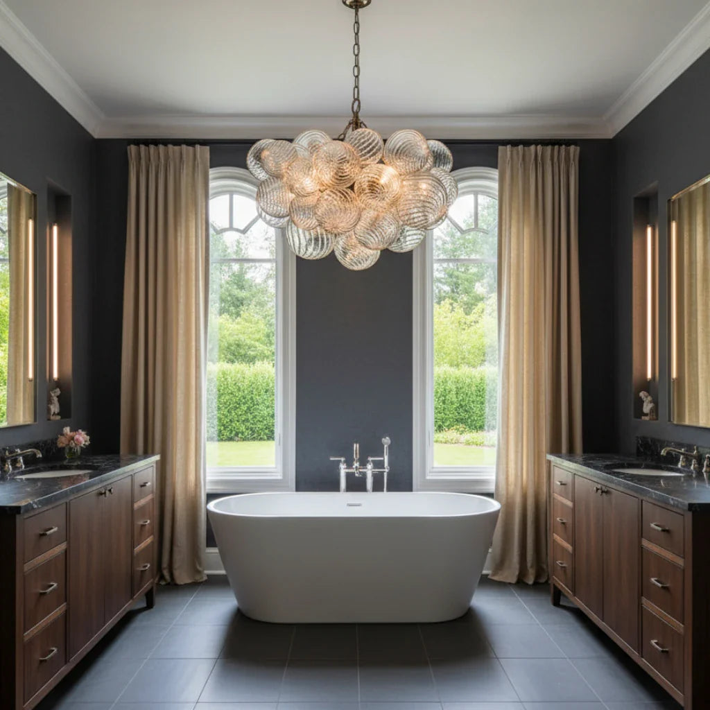 Eleni Clear Ribbed Glass Bubble Chandelier