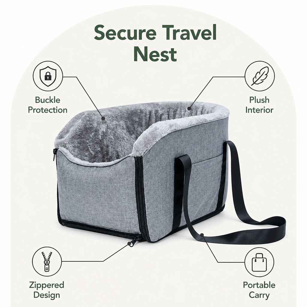 DogBedHouse Buckle-Secure & Portable Polyester Pet Car Seat