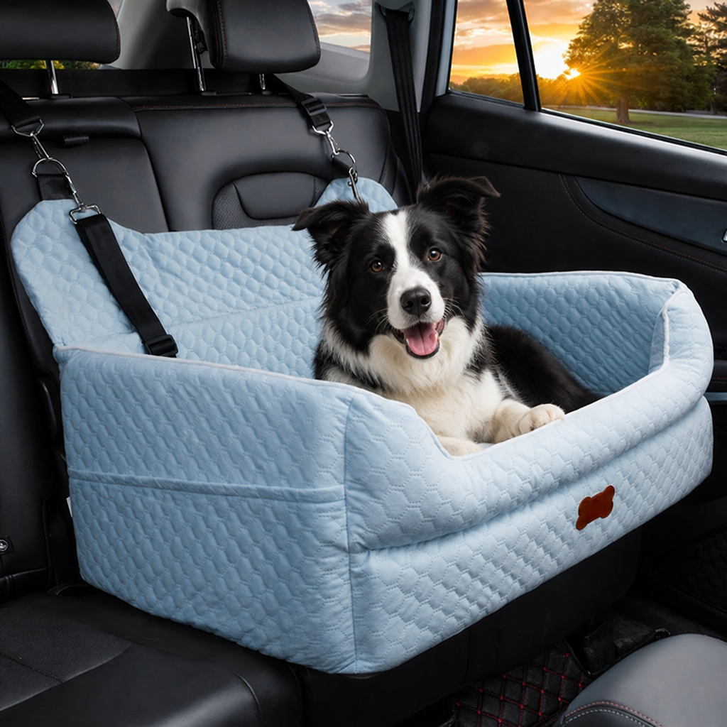 DogBedHouse Thick Padded Dog Booster Seat (Removable & Washable Cover)
