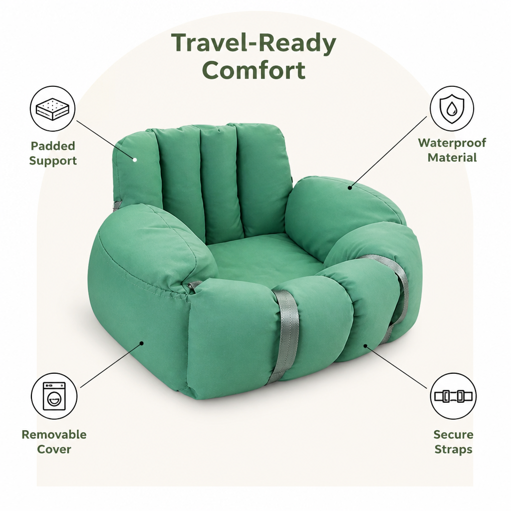 DogBedHouse Waterproof & Washable Pet Car Seat (Removable Cover)