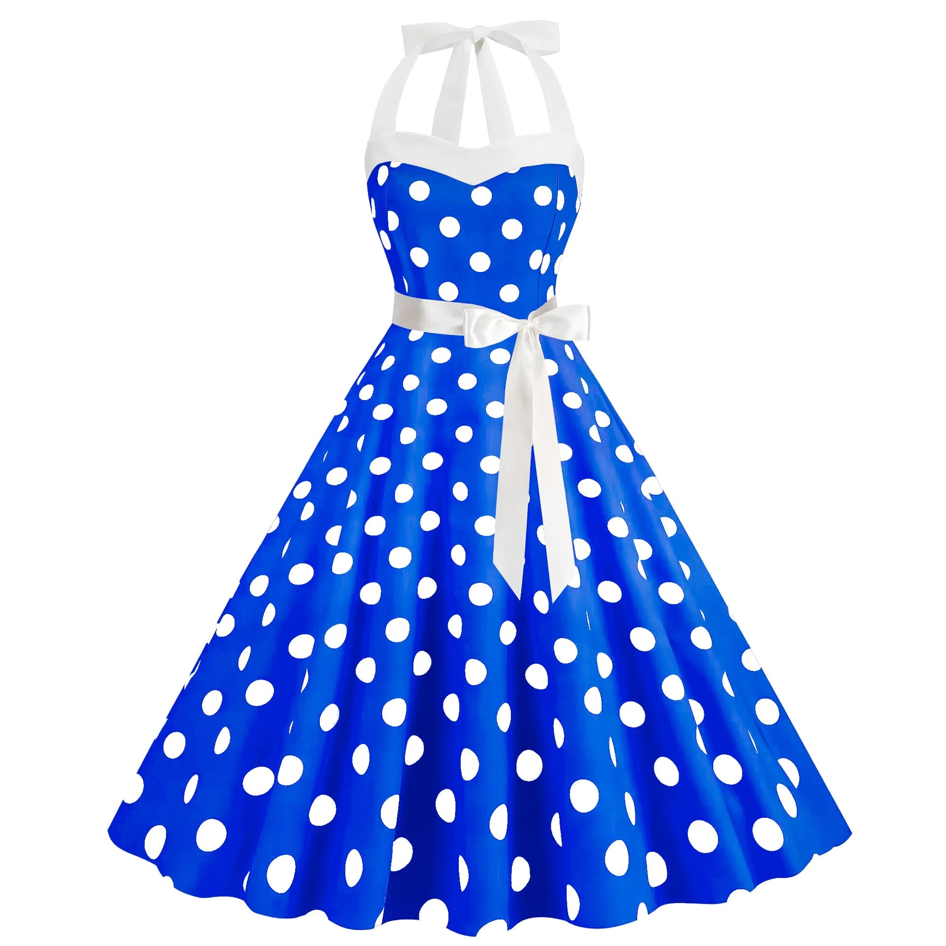 Elegant Women Polka Dot Dress Summer Hepburn 1950s 60s Vintage Sexy Halter Rockabilly Retro Party Office Dresses 2026 Robe Pinup