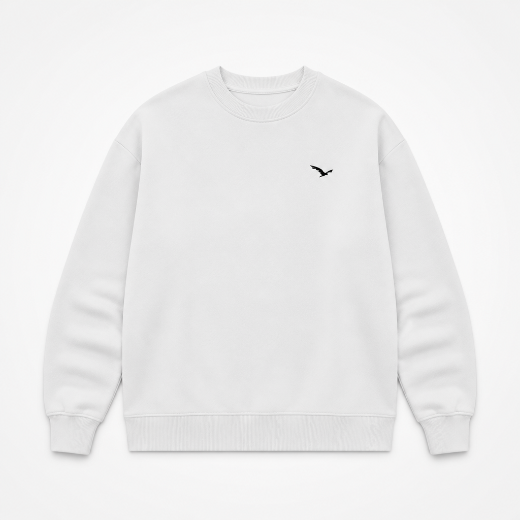 Men's Polyester Crewneck Sweatshirt | Regular Fit | Minimalist Urban, Bird Logo | Casual Streetwear, Winter Layering