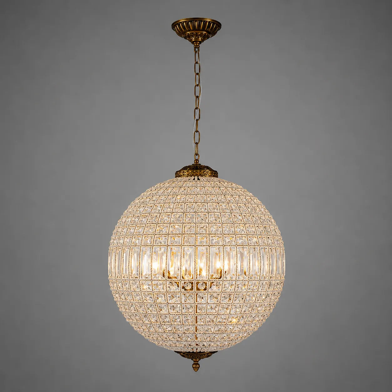 Vera Vintage Antiqued Globe Crystal Chandelier Light