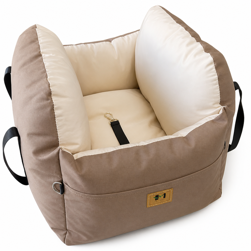 DogBedHouse Integrated Safety Belt & Washable Plush Dog Car Seat (Small Dogs)