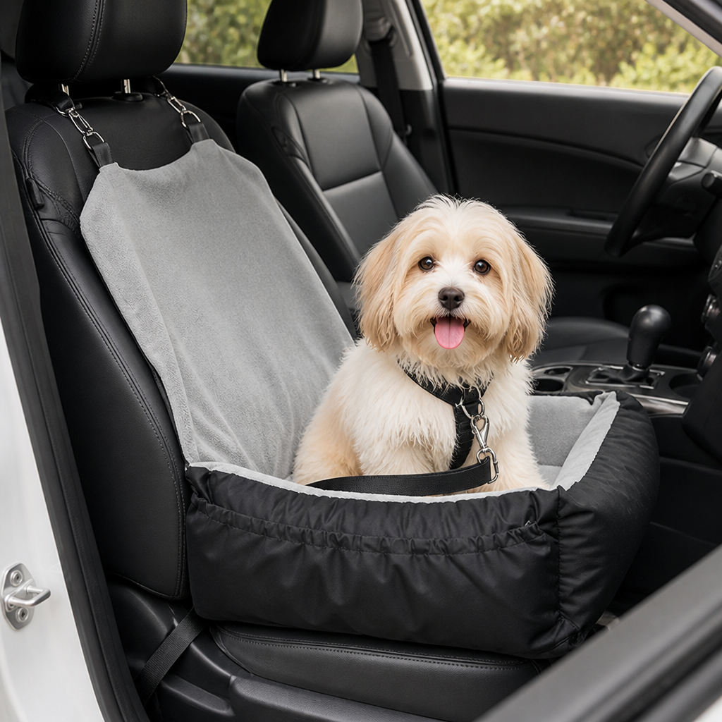 DogBedHouse Washable Fleece & Clip-On Safety Dog Booster Seat