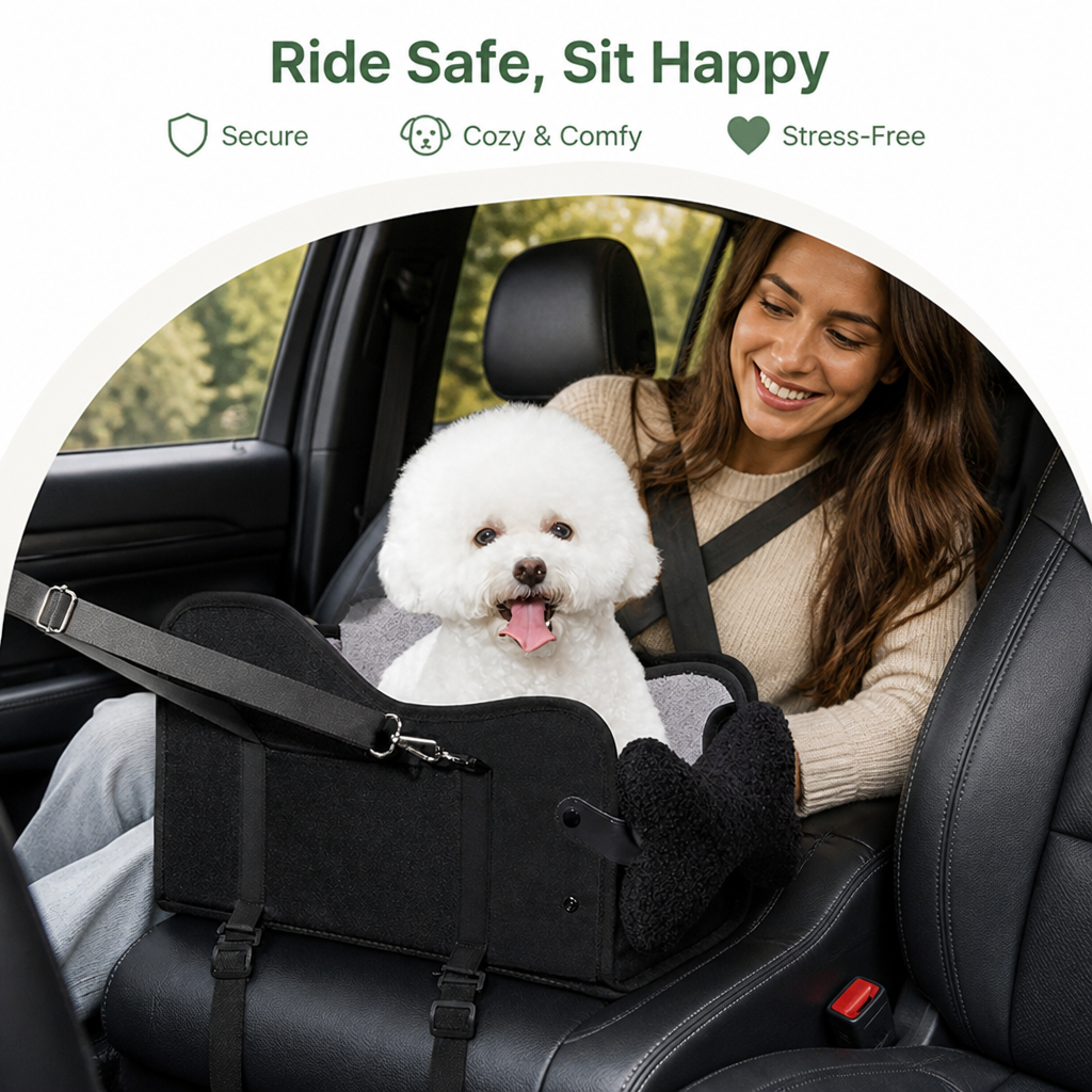 DogBedHouse Adjustable Height & Safety Harness Car Booster Seat