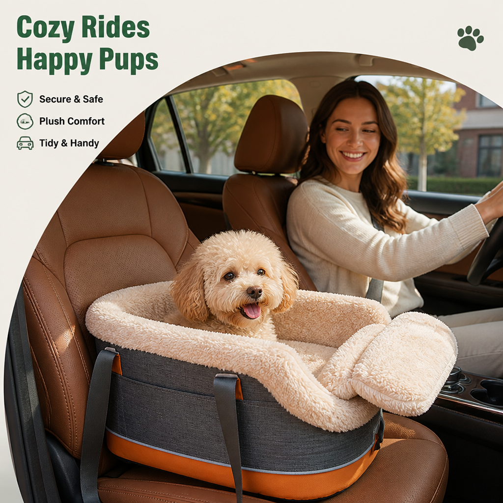 DogBedHouse Polyester Armrest Nest & Organizer Pet Car Seat (Center Console Fit)